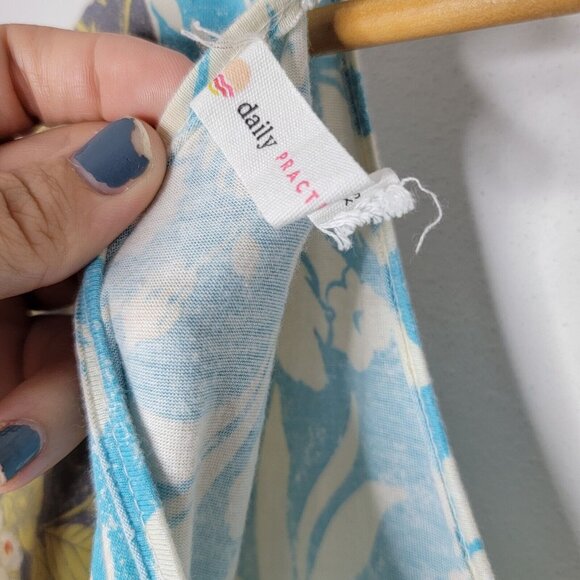 Daily Practice Anthropologie XS Blue /‎ Gray Floral Tiered Ruffle Mini Dress - Picture 4 of 5